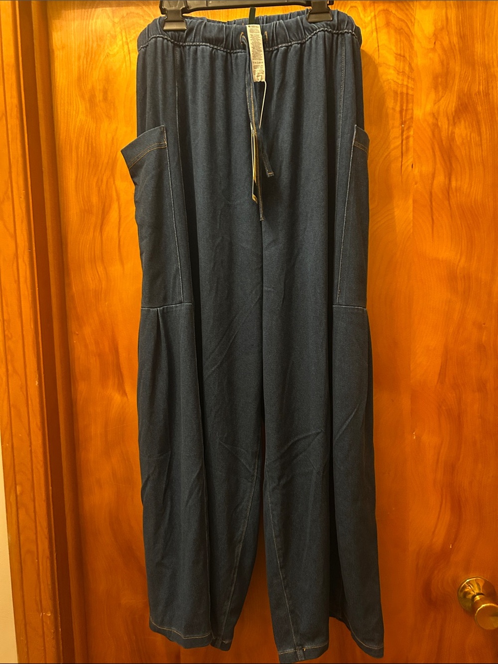 HALARA Dark Blue Wide Leg Jeans-Style Flare Pants